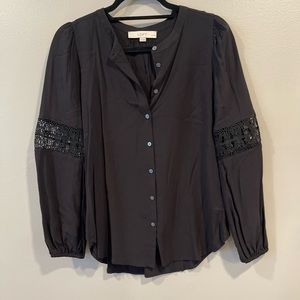 White House Black Market Black Long Sleeve Blouse